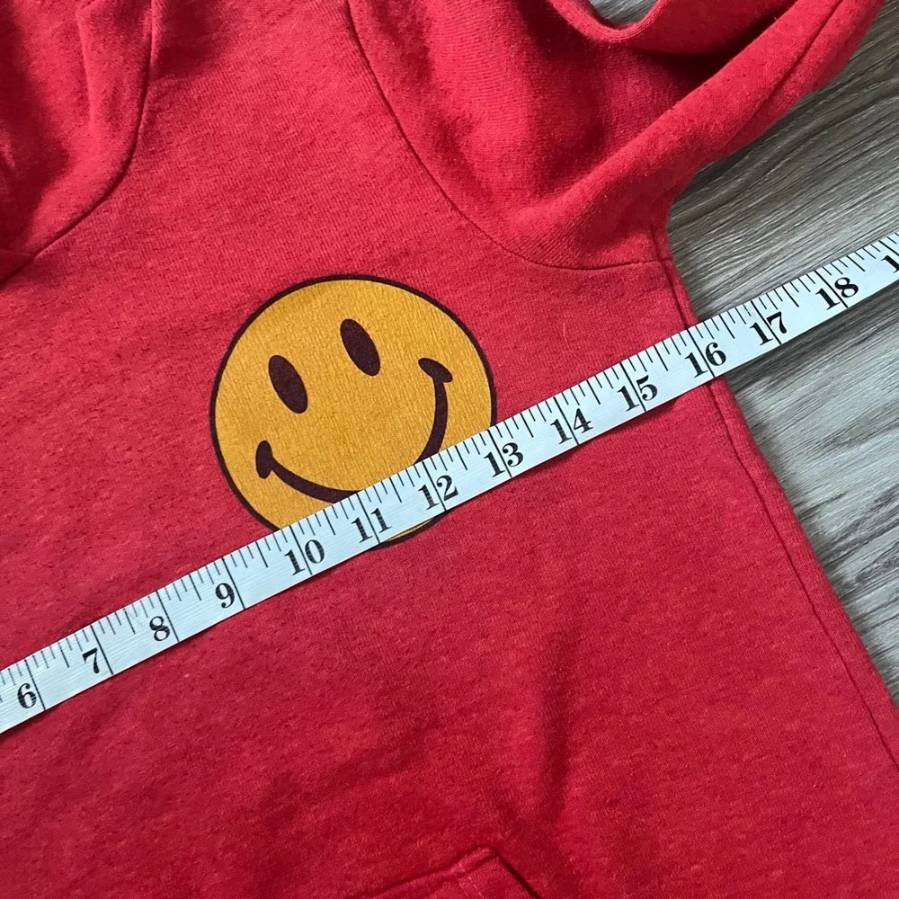 Aviator Nation Kids Red Smiley Face Hoodie Sweatshirt Size 10 California Made